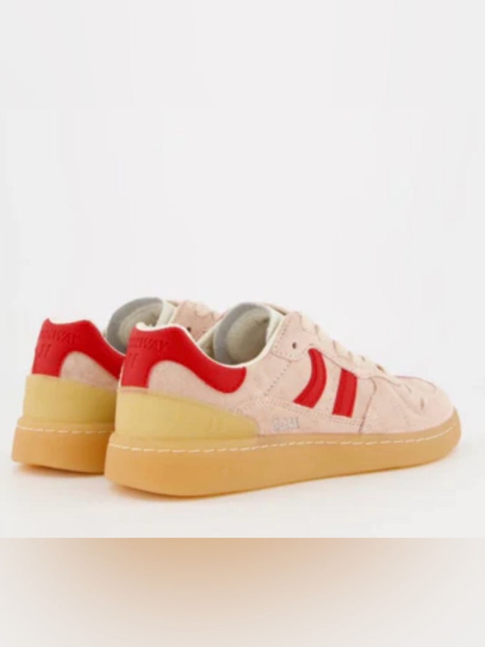 Coolway Goal Women's Pink Suede Sneakers with Red and extra Laces